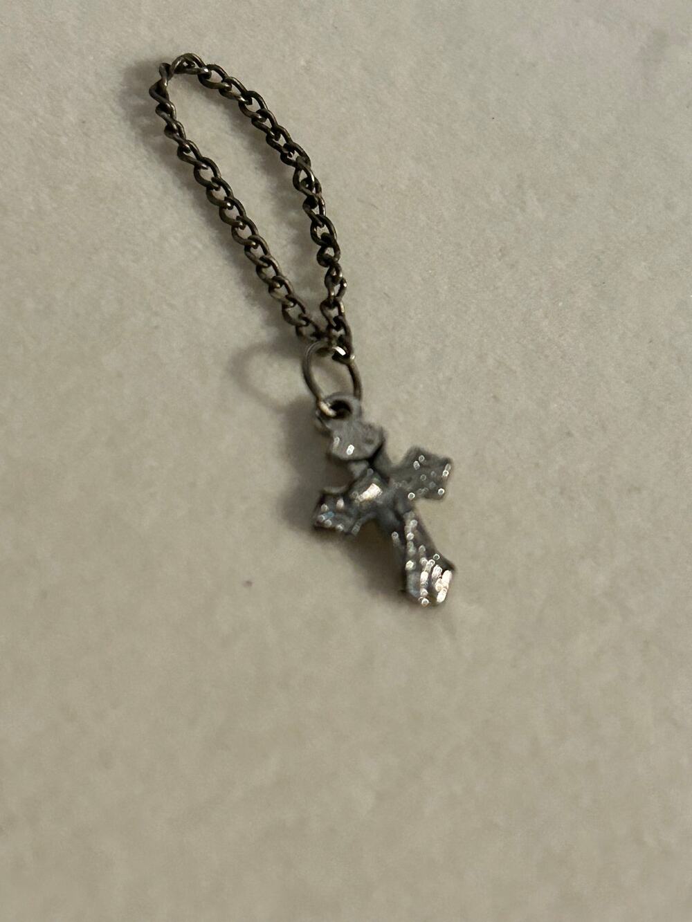 Vintage Small 1/2 Inch Silver Tone Cross Charm Pendant Faith Religious Dainty